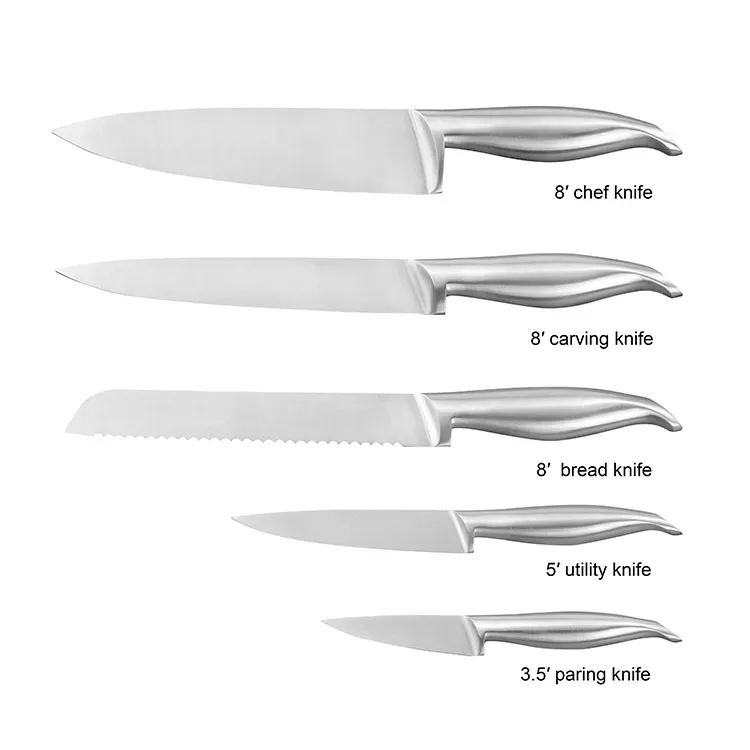 เทรนด์ใหม่ 7 ชิ้น 430 Hollow Handle + Frosted Polish Handle สแตนเลส 5cr15 ชุดมีดครัวญี่ปุ่น 